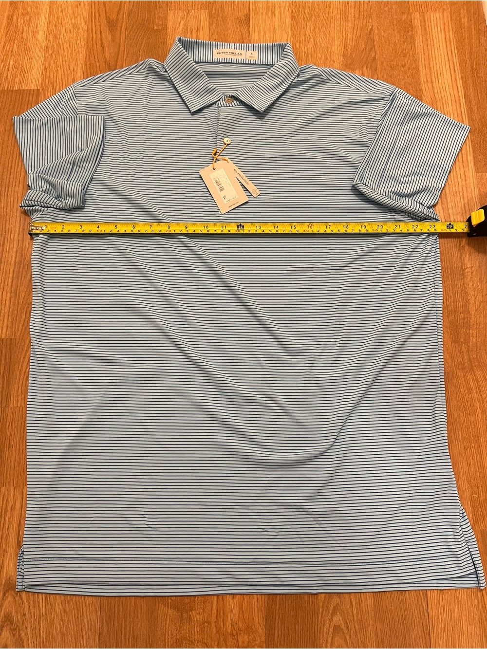 Peter Millar Featherweight UPF 50 Polo Shirt Men’s L Blue Stripe NWT - Picture 4 of 5